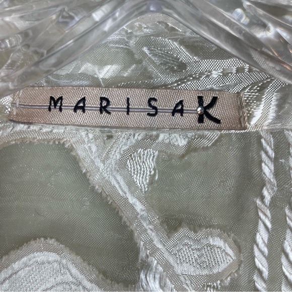 Marisak Cream Transparent One Button Cuffed Embroidered Blouse Size XL - Picture 5 of 11
